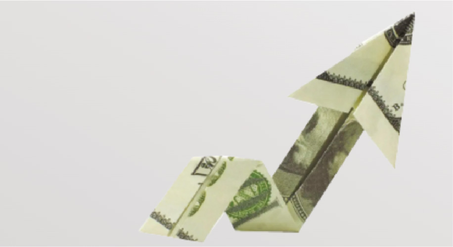 billete con forma de flecha hacia arriba